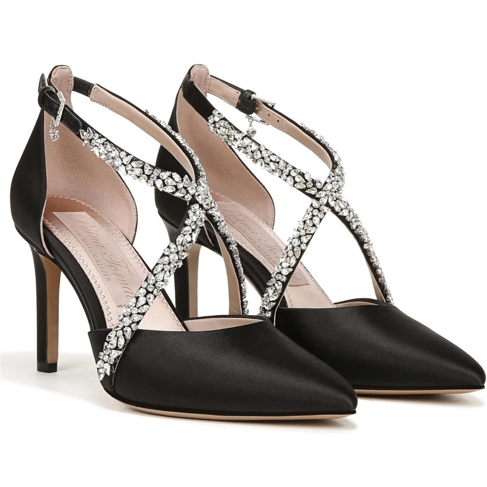 Elegant Black Satin Women's Heels